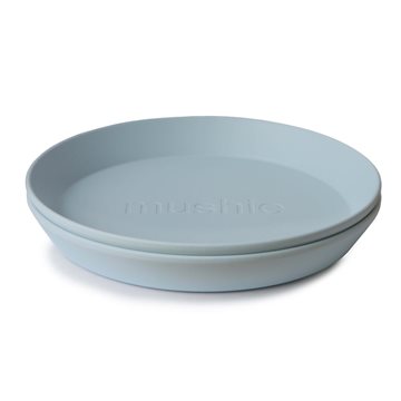 Mushie service rund tallerken  2 pak - Powder Blue